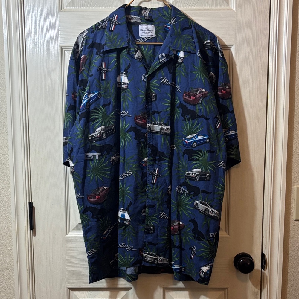David Carey Mustang Hawaiian Print Shirt